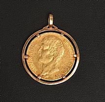 Pièce en or française de 40 francs frappée en an XI (1802-1803) sous Napoléon Ier, alors Premier Con