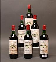 Château Livran 1982  -  Mise château  -  Six bouteilles de vin  -  Caisse en bois d’origine (couverc