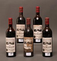 Château La Grave-Trigant-de-Boisset 1966  -  Mise belge  -  Cinq bouteilles de vin