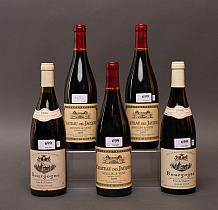 Lot de vins divers : cinq bouteilles