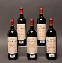 Château Maucaillou 2004  -  Mise château  -  Cinq bouteilles de vin