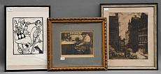 Une gravure, une lithographie et une eau-forte
